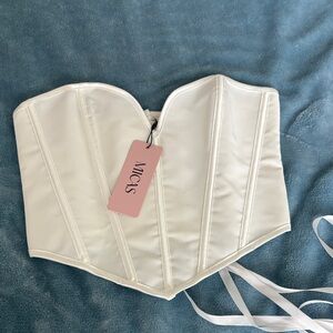 Micas White Satin Corset Top